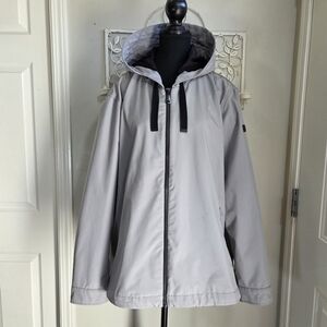 DKNY Womans Gray Hooded Jacket Size XXL